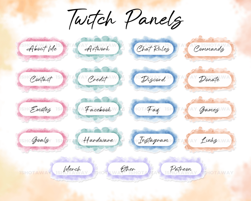 Water Color Splatter Stream Panels – Best Twitch Panel Template 