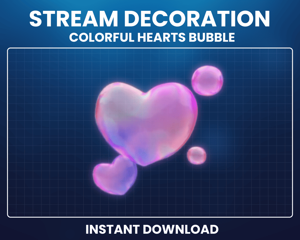 Colorful Floating Heart Stream Overlay – Twitch & OBS Animated Design