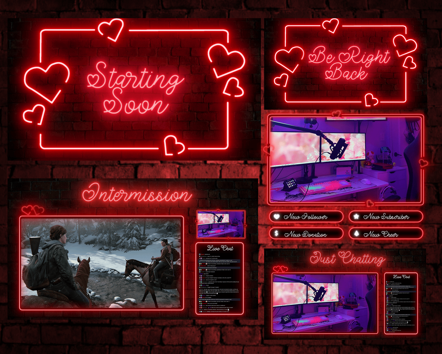 Neon Valentine Twitch Overlay – Animated, Love-Themed, Modern Overlay for Streams