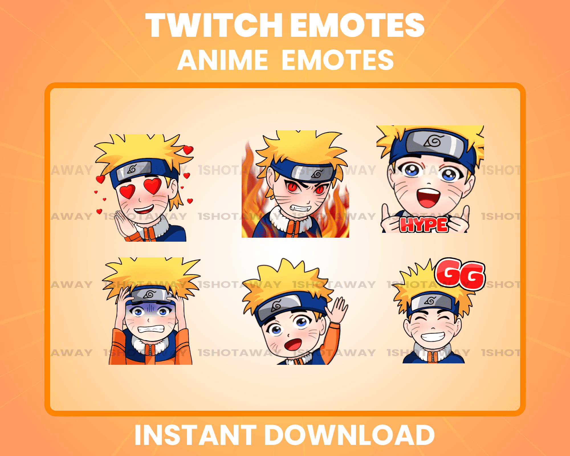 Naruto Chibi Stream Emotes for Twitch – Cute & Expressive Emote Pack