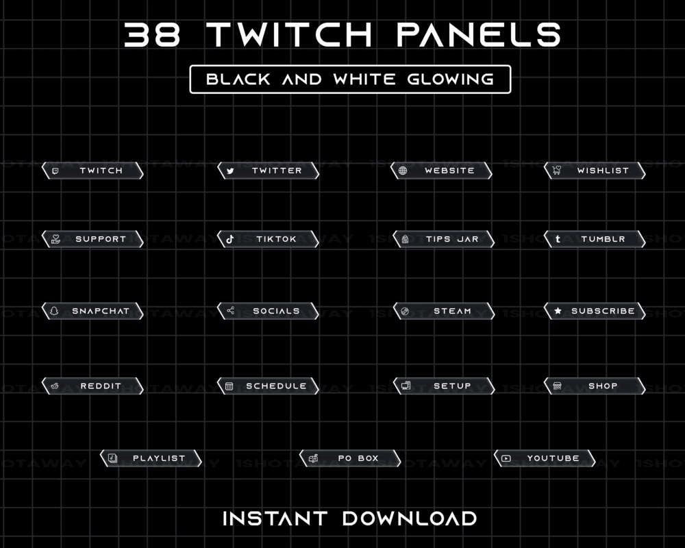 Black Glowing Panels – Streamlabs & Streamelements Panels for Twitch & Kick