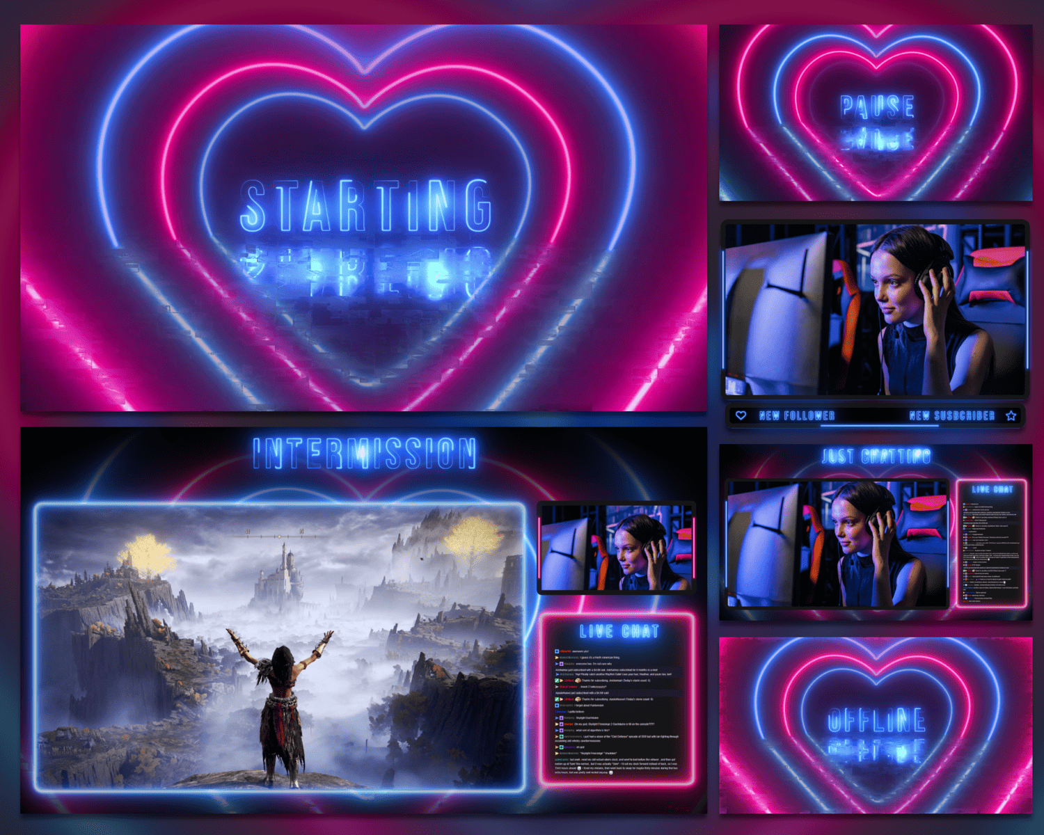 Vivid Neon Peach Tunnel Stream Overlay – Bold, Futuristic Look for Gamers