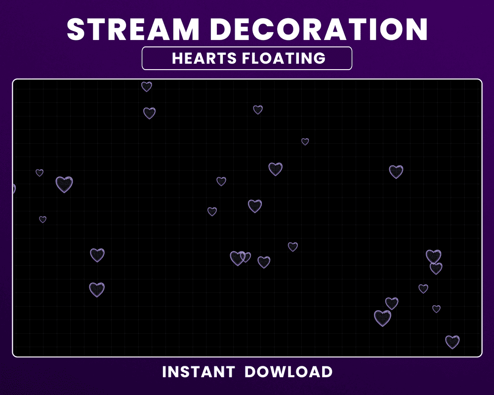 Animated Heart Particles Cartoon Stream Overlay for Twitch & Streamlabs