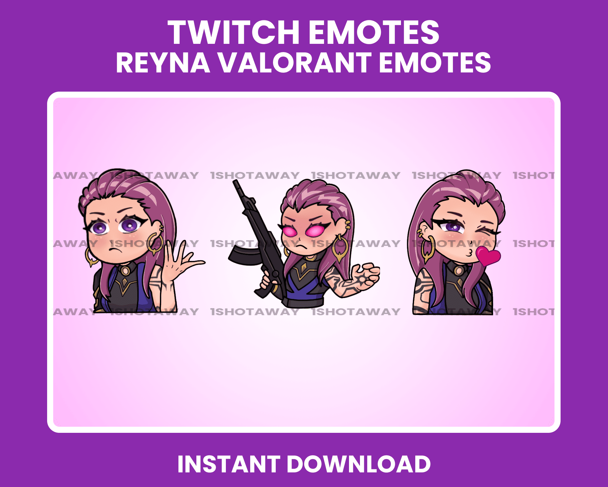 Cute Reyna Valorant Chibi Emotes – Perfect Stream Emotes for Twitch