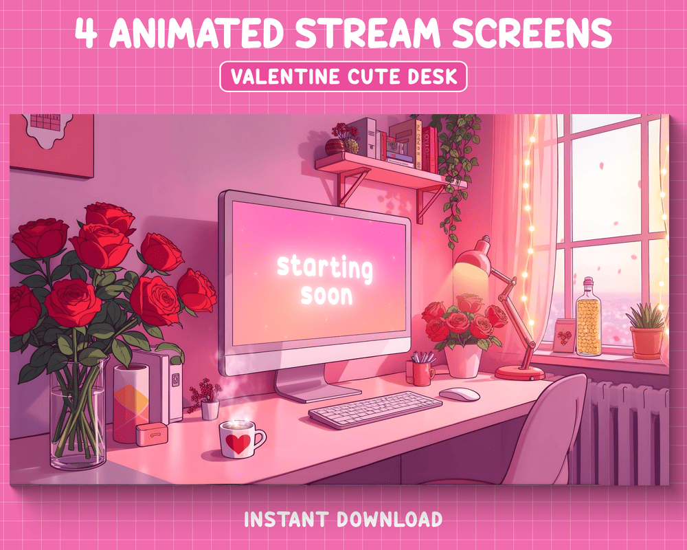 Valentine Cute Setup Stream Twitch Overlay – Adorable, Heartfelt Design for Streamers