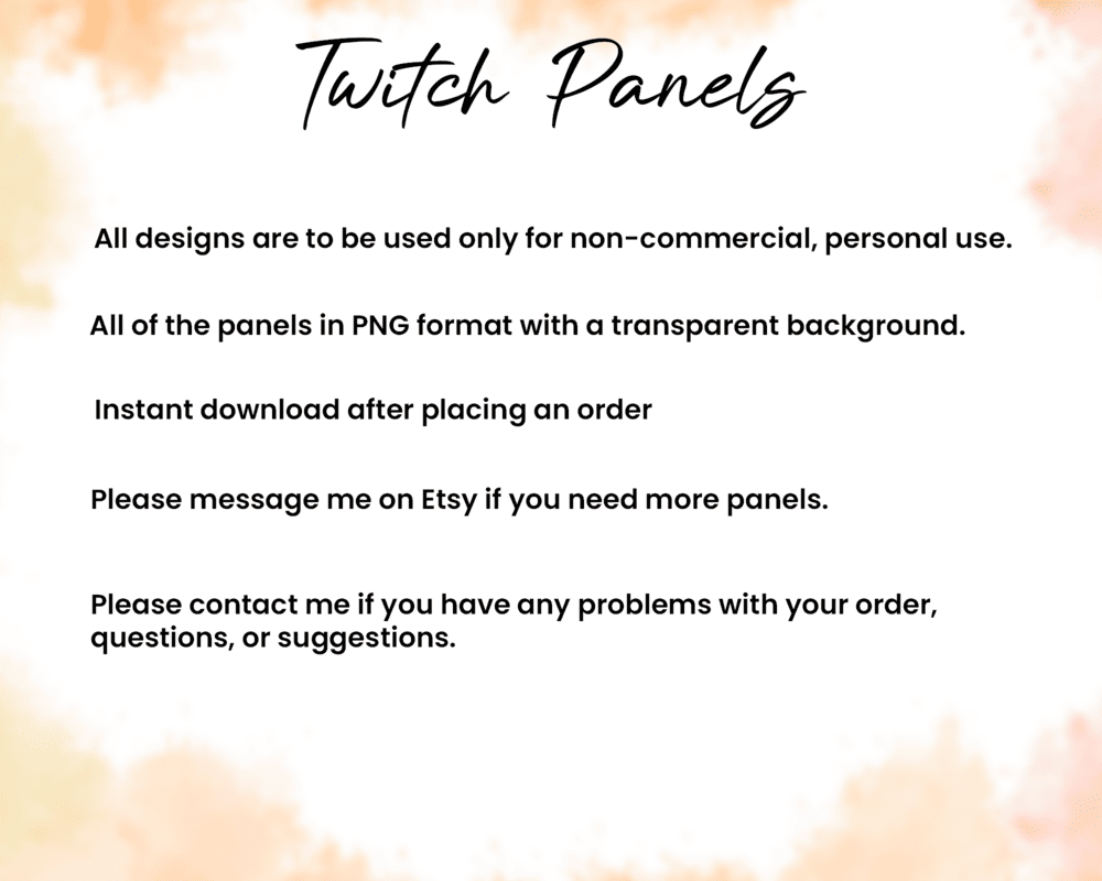 Water Color Splatter Stream Panels – Best Twitch Panel Template 