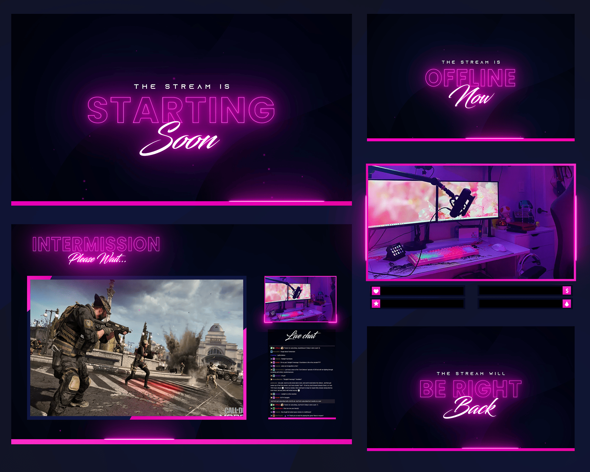 Neon Pink Effect Stream Overlay – Vibrant, Trendy Template for Twitch & YouTube