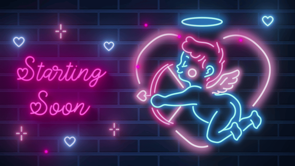 Animated Valentine Neon Twitch Stream Overlay – Love-Themed, Lively Streaming Template