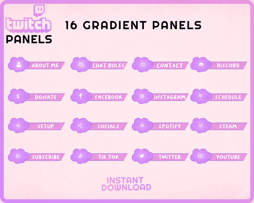 Cute Cloud Stream Panels – Anime Twitch & Kick Panel Templates