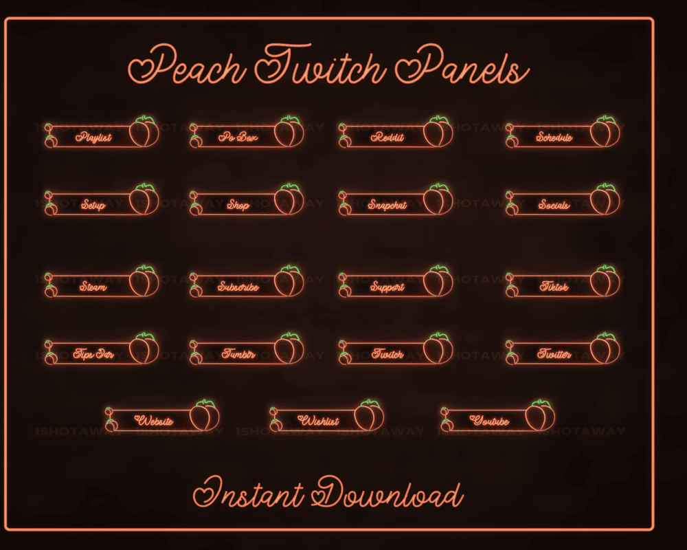 Peach Neon Twitch Panels – Anime, Kick, and Stream Panels for Streamers