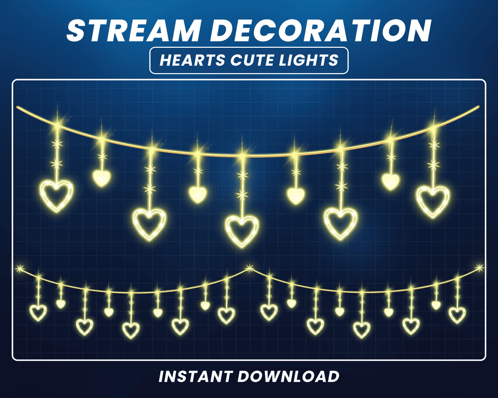 Animated Hearts Garlands Light Overlay – Twitch & Streamlabs Stream Overlay