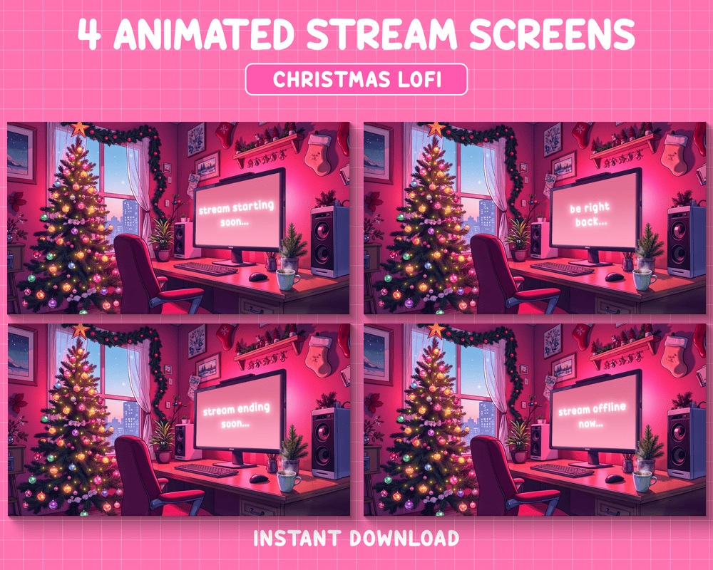 Christmas Tree Desk Stream Overlay Template – Holiday Streaming Scene