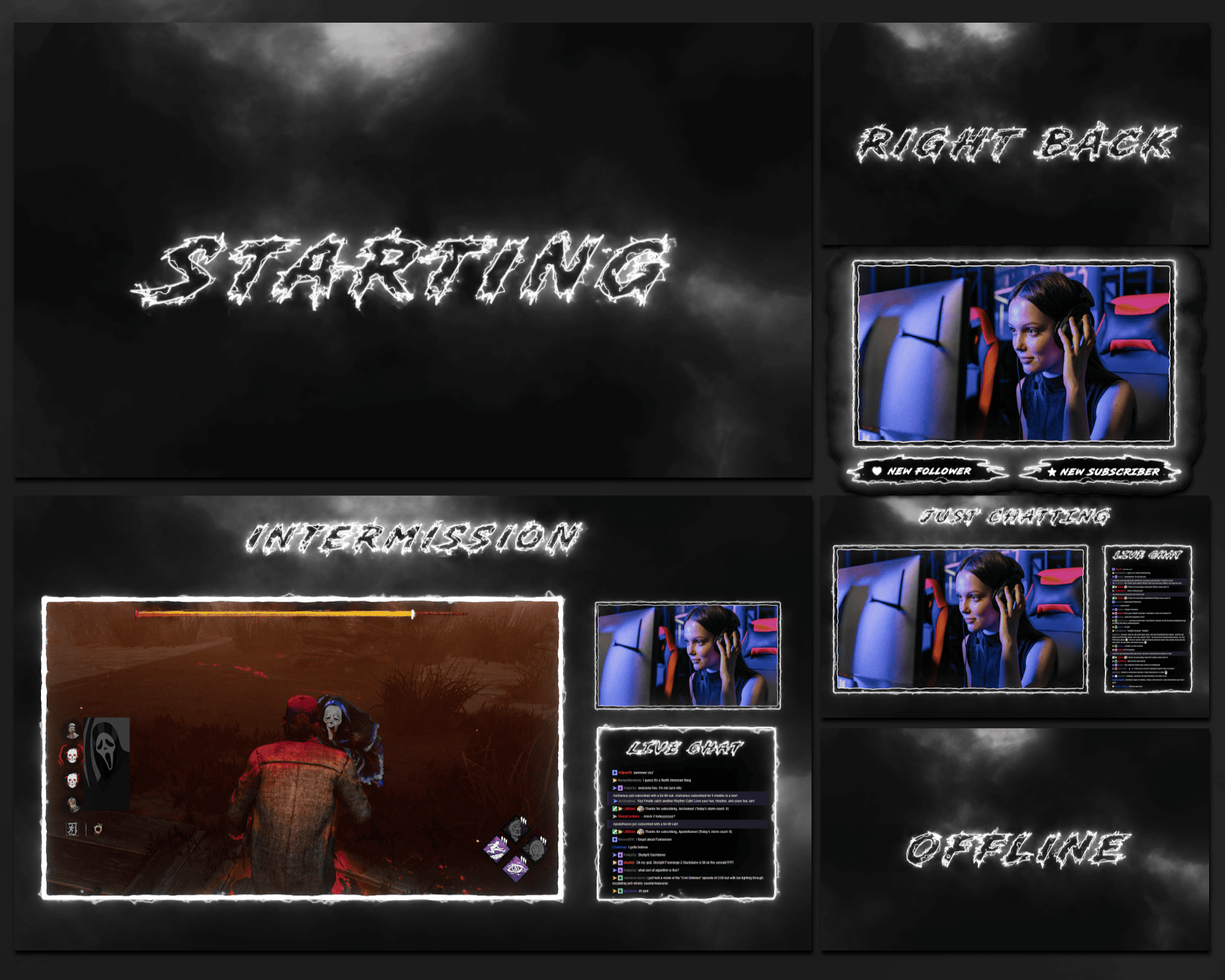 Black and White Horror Stream Overlay for Twitch & YouTube
