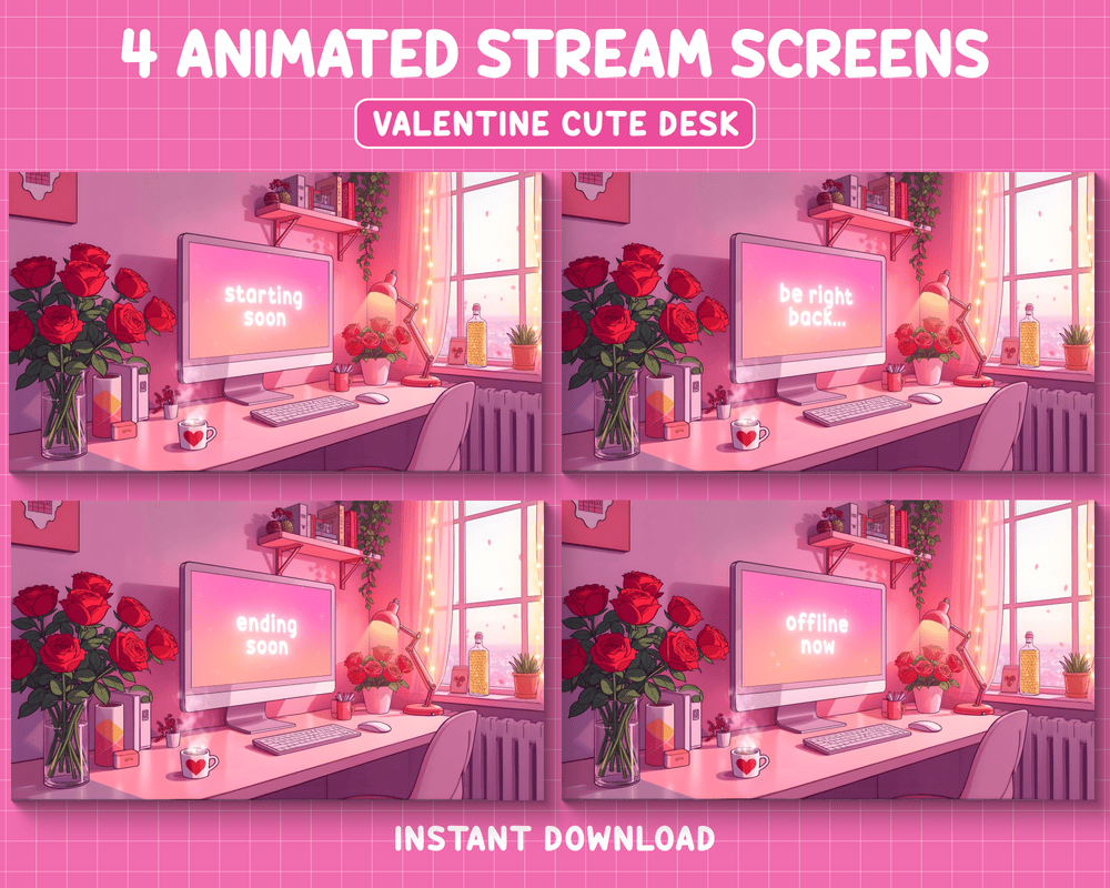 Valentine Cute Setup Stream Twitch Overlay – Adorable, Heartfelt Design for Streamers