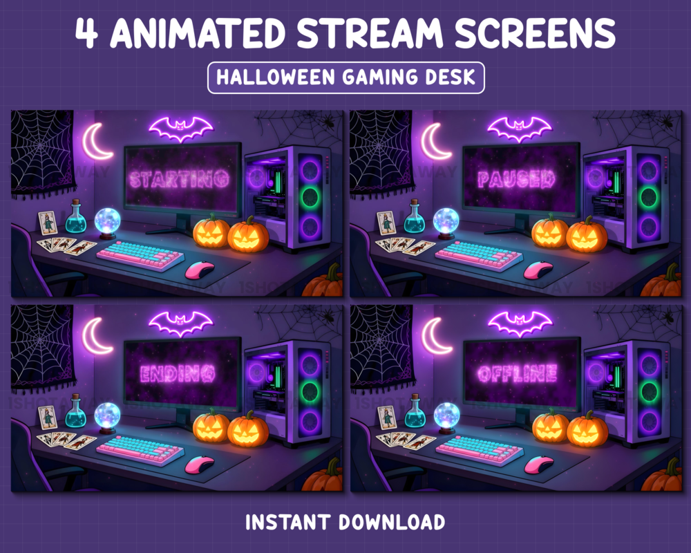 Halloween Spooky Desk Twitch Overlay | Animated Twitch Overlays