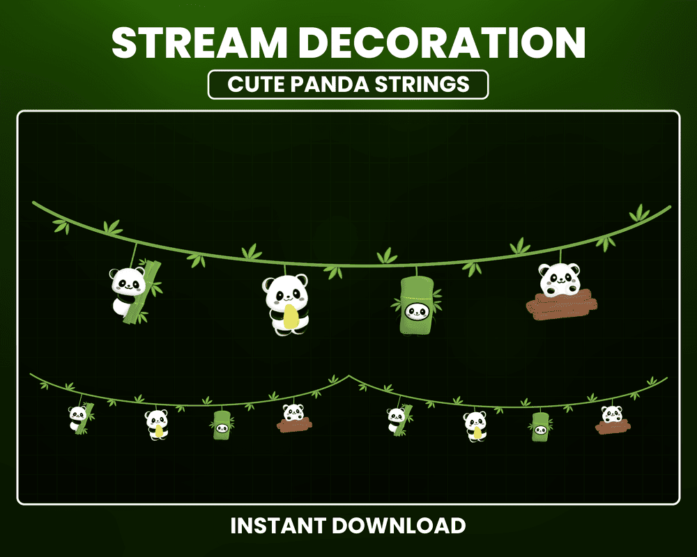 Bamboo Strings Panda Stream Overlay – Animated Twitch & Streamlabs Overlay