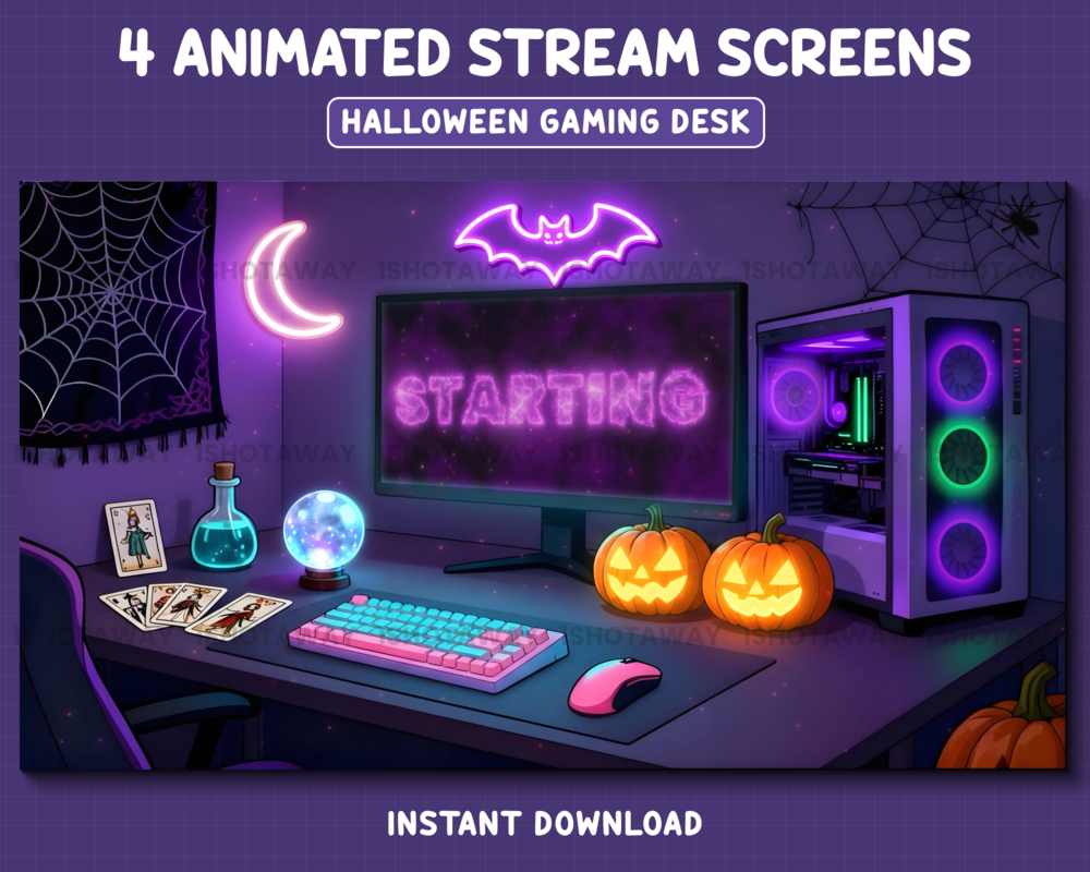 Halloween Spooky Desk Twitch Overlay | Animated Twitch Overlays