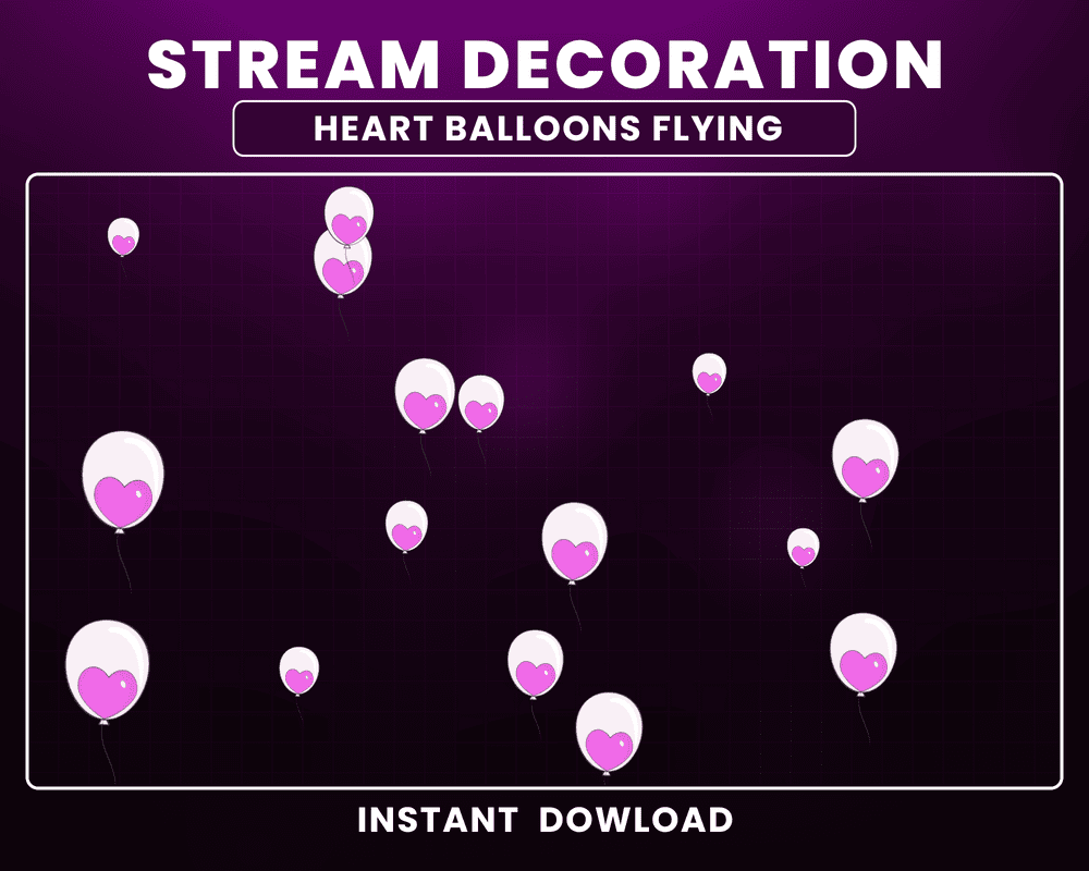 Hearts Balloon Particles Stream Overlay – Animated Twitch & OBS Overlay