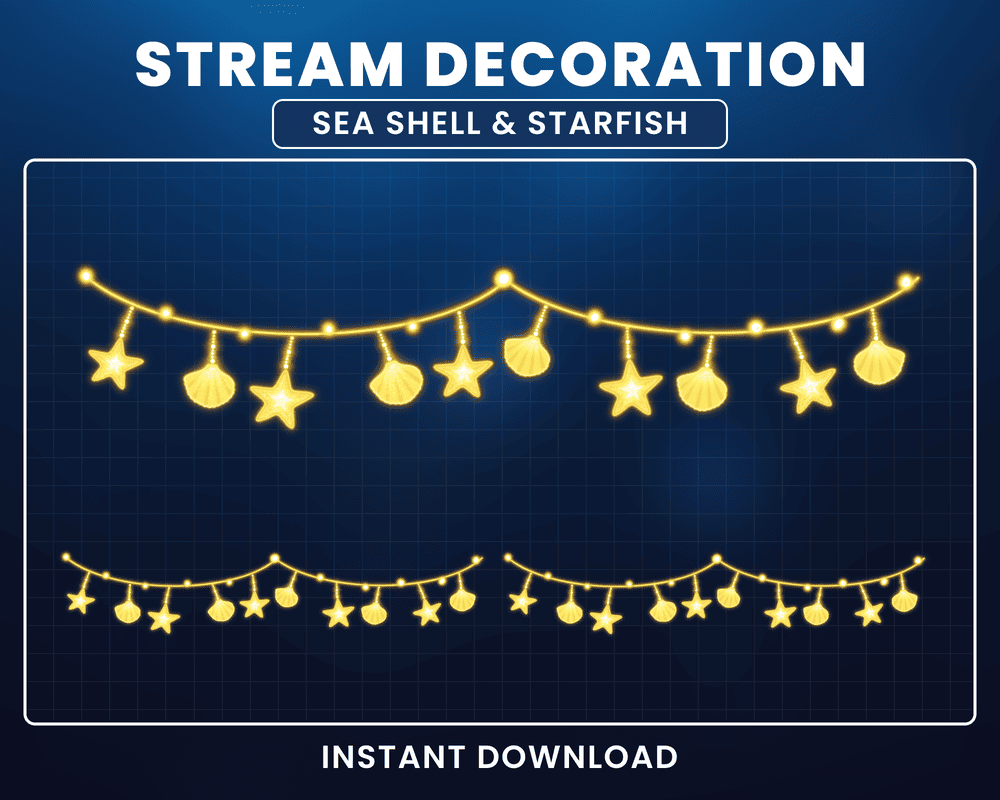 Sea Shell and Stars Light Animated Stream Overlay | Twitch & OBS