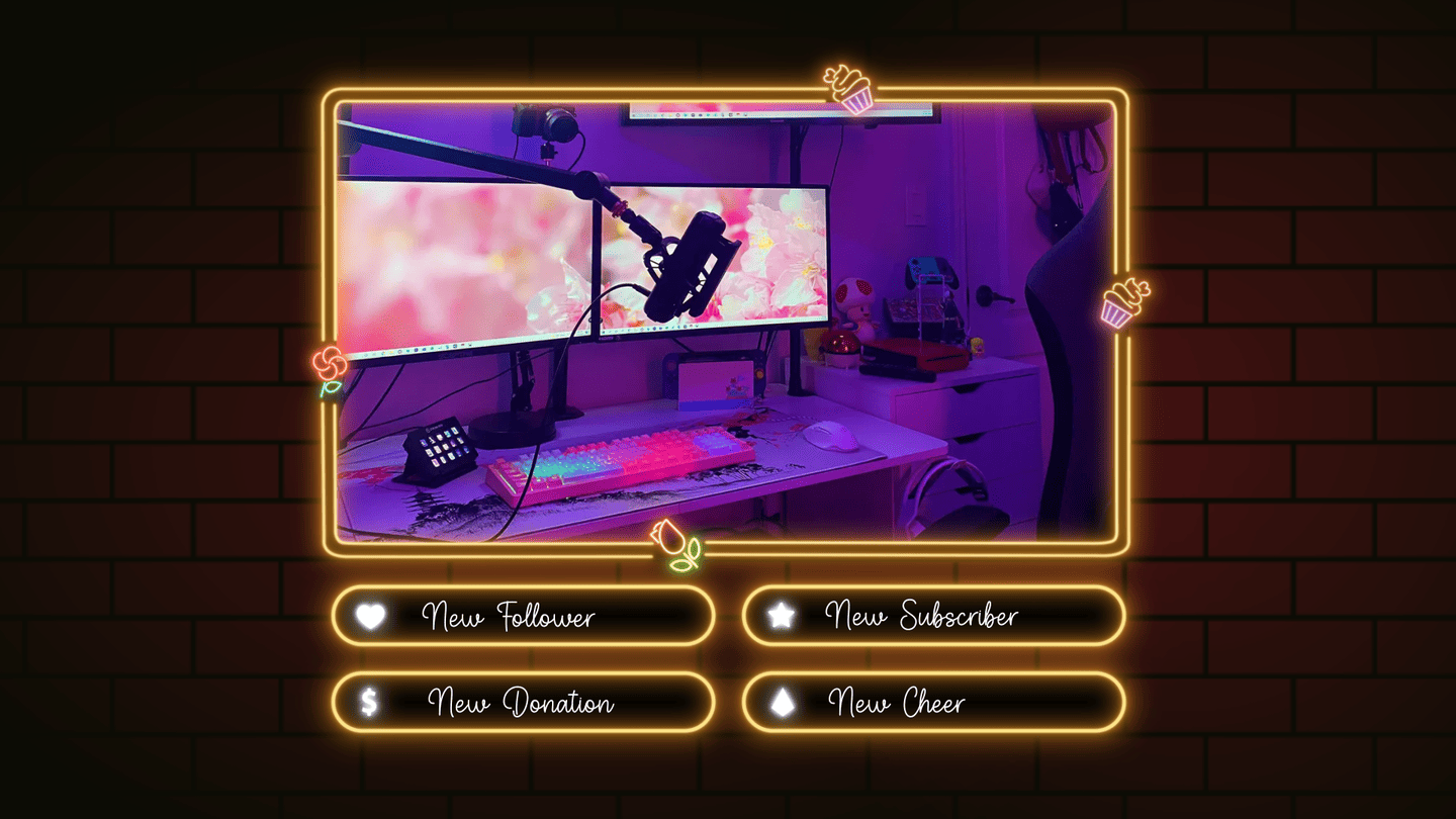 Valentine Neon Colorful Twitch Overlay – Vibrant, Romantic Stream Design