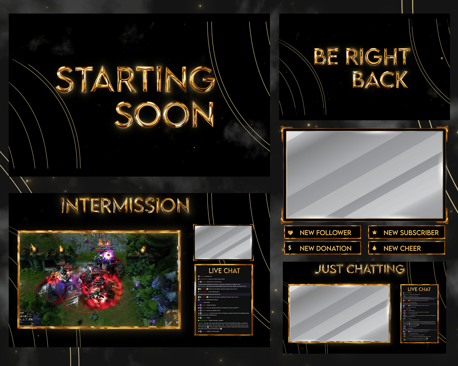 Luxury Gold and Black Stream Overlay – Opulent, Stylish Template for Streamers