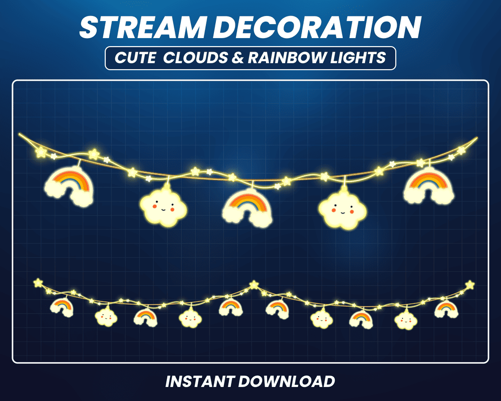 Animated Cloud Garland Stream Overlay for Twitch and Streamlabs
