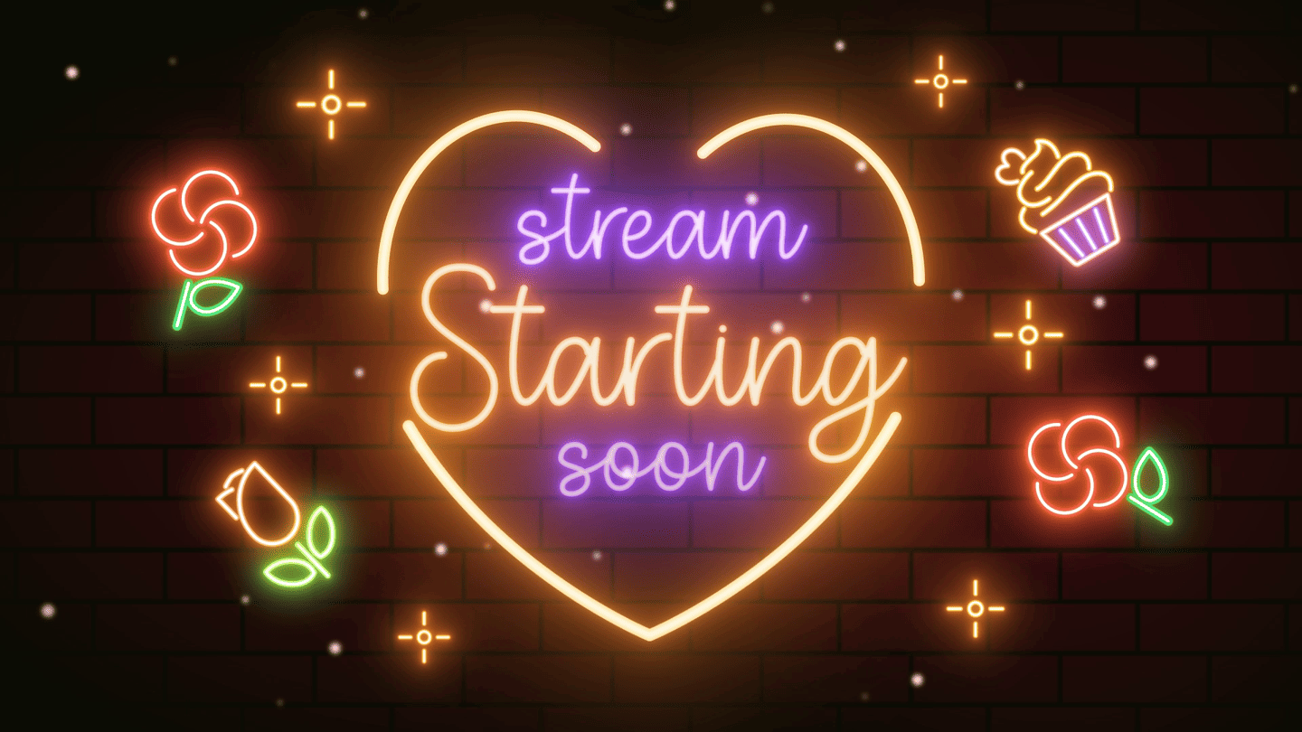 Valentine Neon Colorful Twitch Overlay – Vibrant, Romantic Stream Design