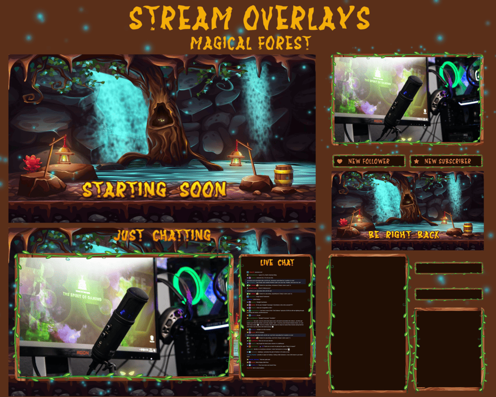 Magical Forest Stream Overlay – Enchanted, Lush, Dreamy Design for Twitch, OBS & YouTube