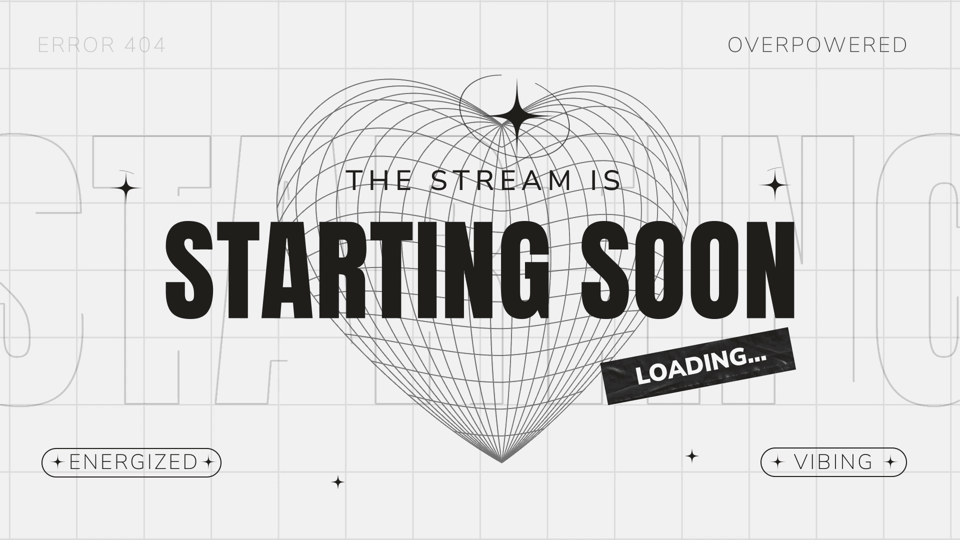 White and Black Heart Minimal Twitch Overlay – Elegant & Modern Stream Design