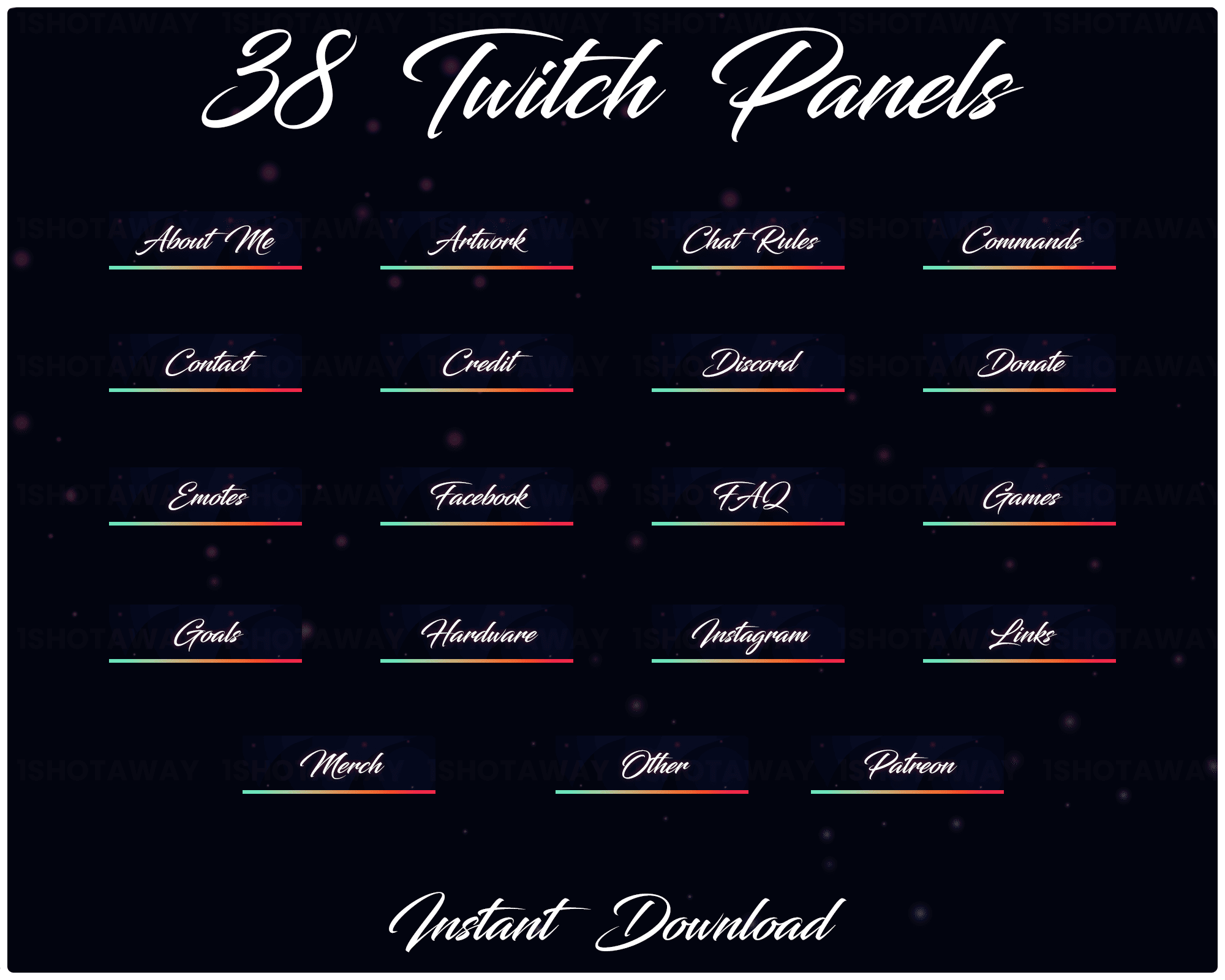 Neon Colorful Stream Panels | Twitch Panels for Streamers
