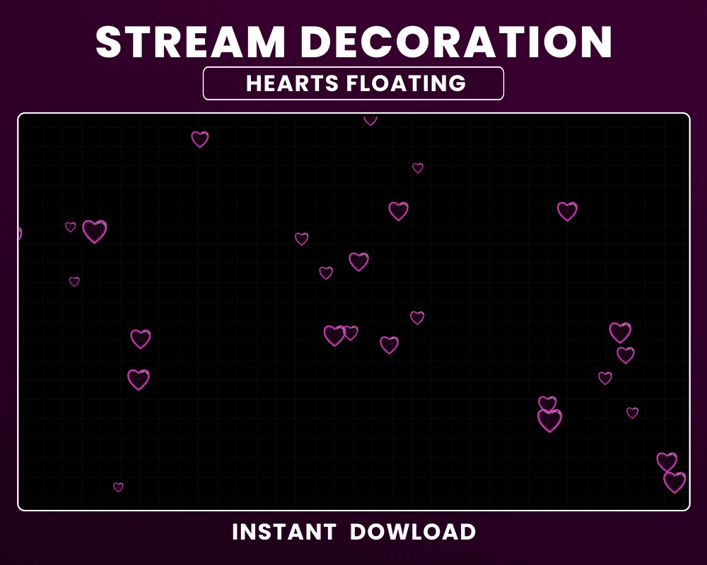 Heart Cartoon Pink Particles Stream Overlay – Animated Twitch & OBS Overlay
