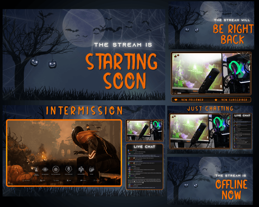 Halloween Black Spooky Stream Overlay – Dark, Chilling, Unique Design for Twitch, OBS & YouTube