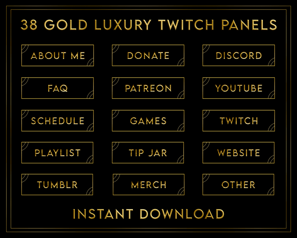 Premium Gold Black Stream Panels – Top Twitch & Kick Templates for Streamlabs