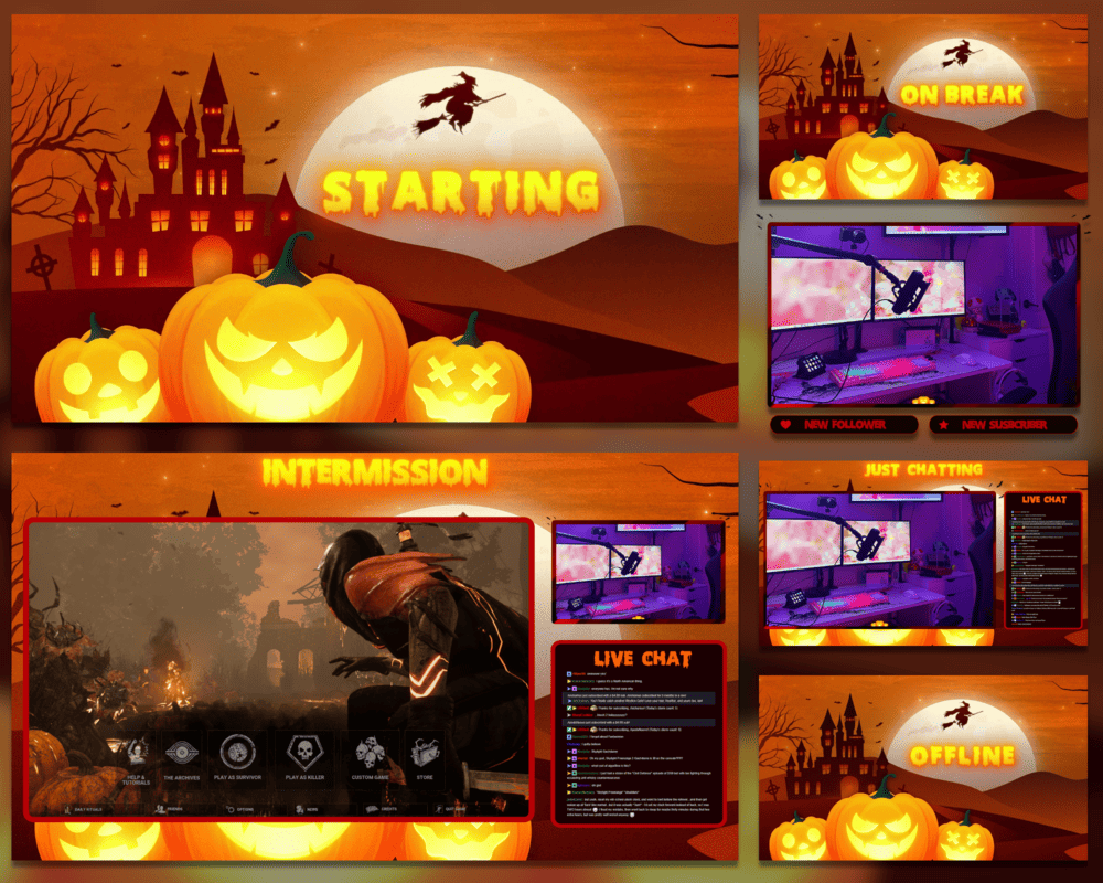 Orange & Spooky Halloween Stream Overlay – Lively, Dramatic, High-Impact Look for Creators
