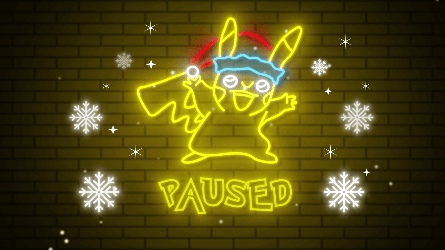 Pikachu Neon Christmas Stream Overlay – Vibrant Holiday Pokemon Setup