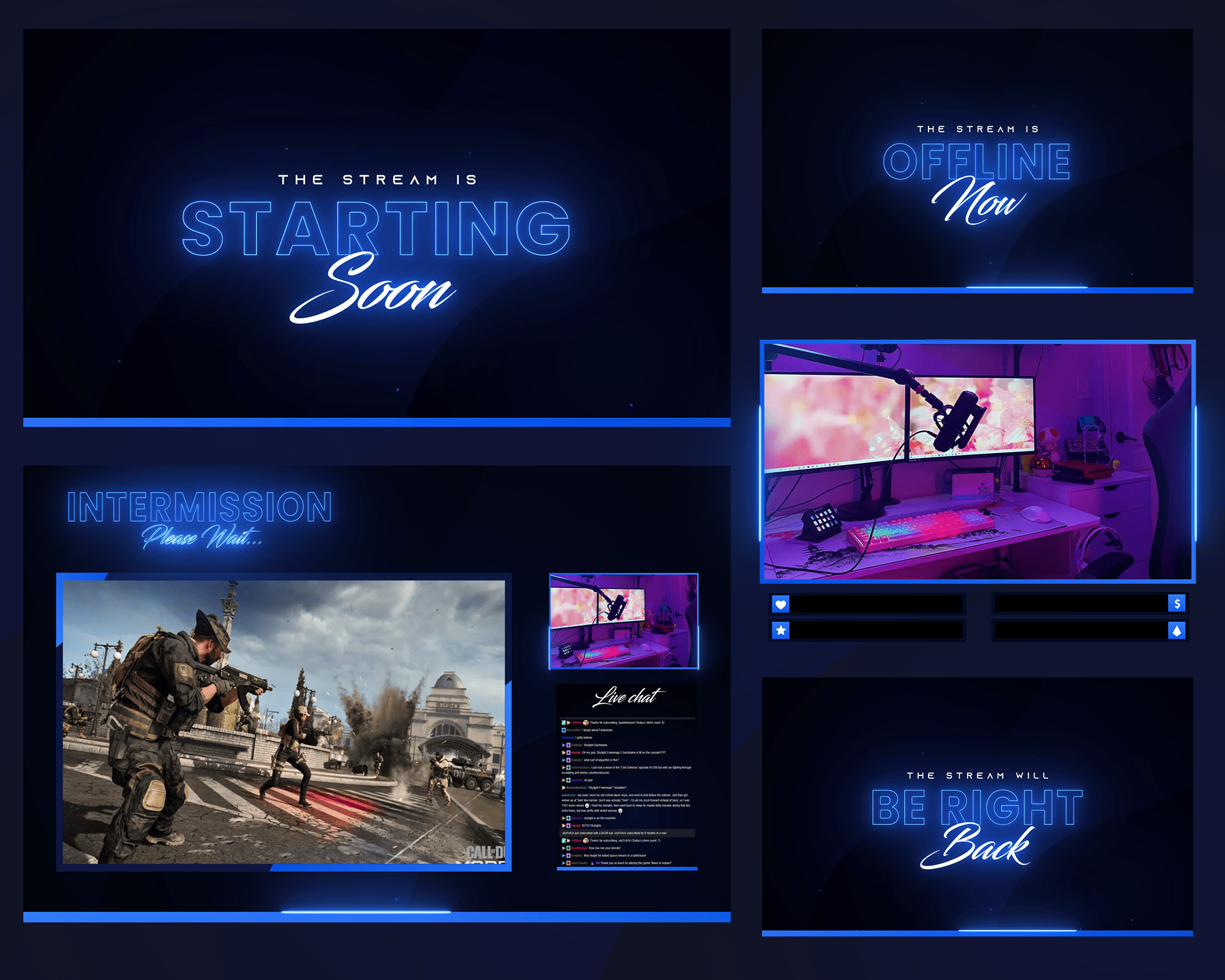 Neon Blue Stream Overlay – Luminous, Stylish, High-Impact Visuals