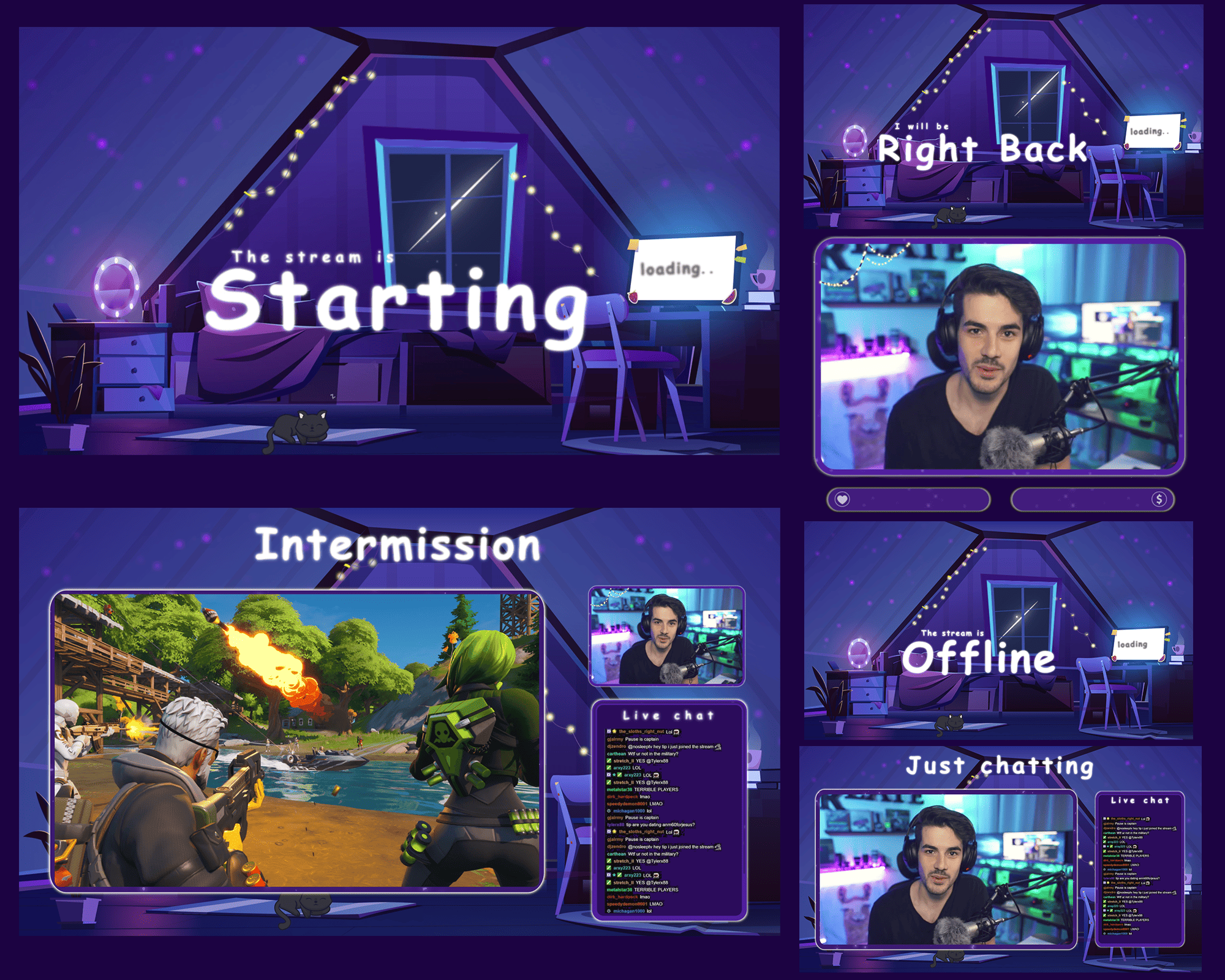 Lo-FI Night Stream Overlay – Cozy, Ambient, Minimalist Template for Relaxed Twitch Streams