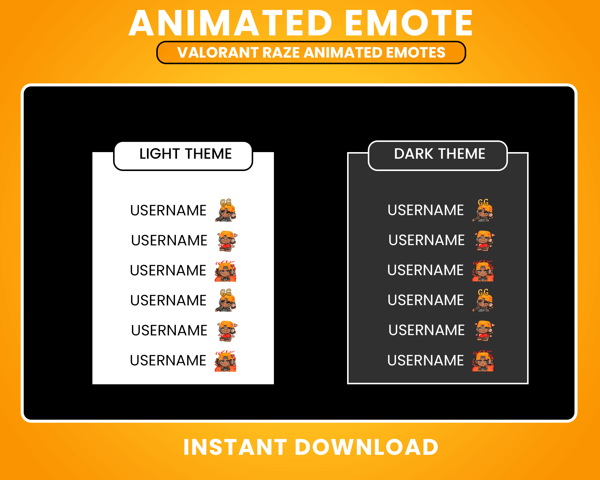 Valorant Raze Emote Stream Emotes Twitch – Cute Animated Twitch Emote Pack