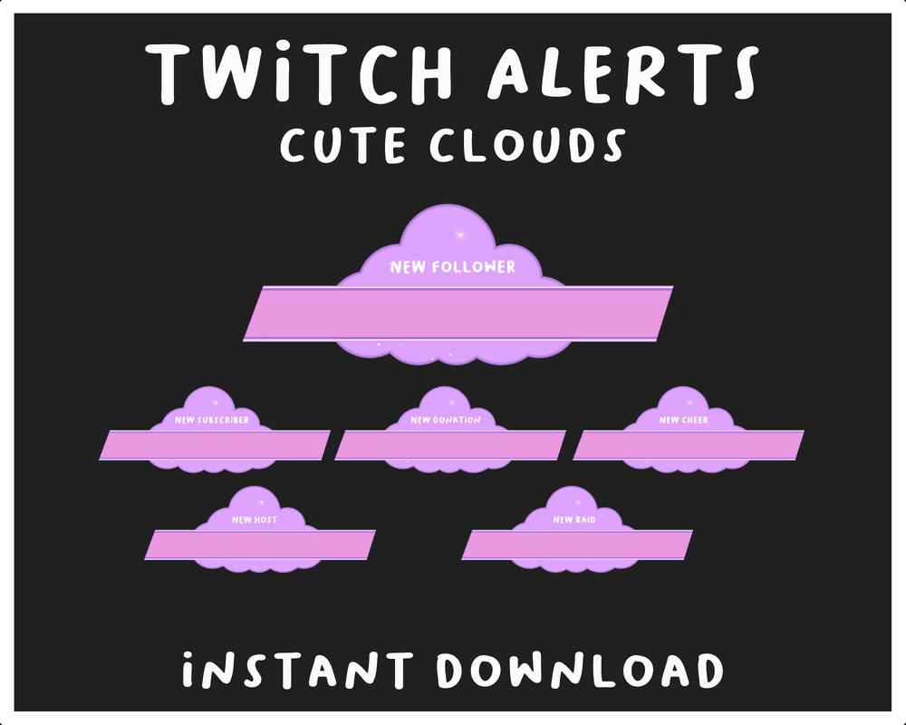 Cute Clouds Stream Alerts for OBS & Twitch – Animated & Eye-Catching