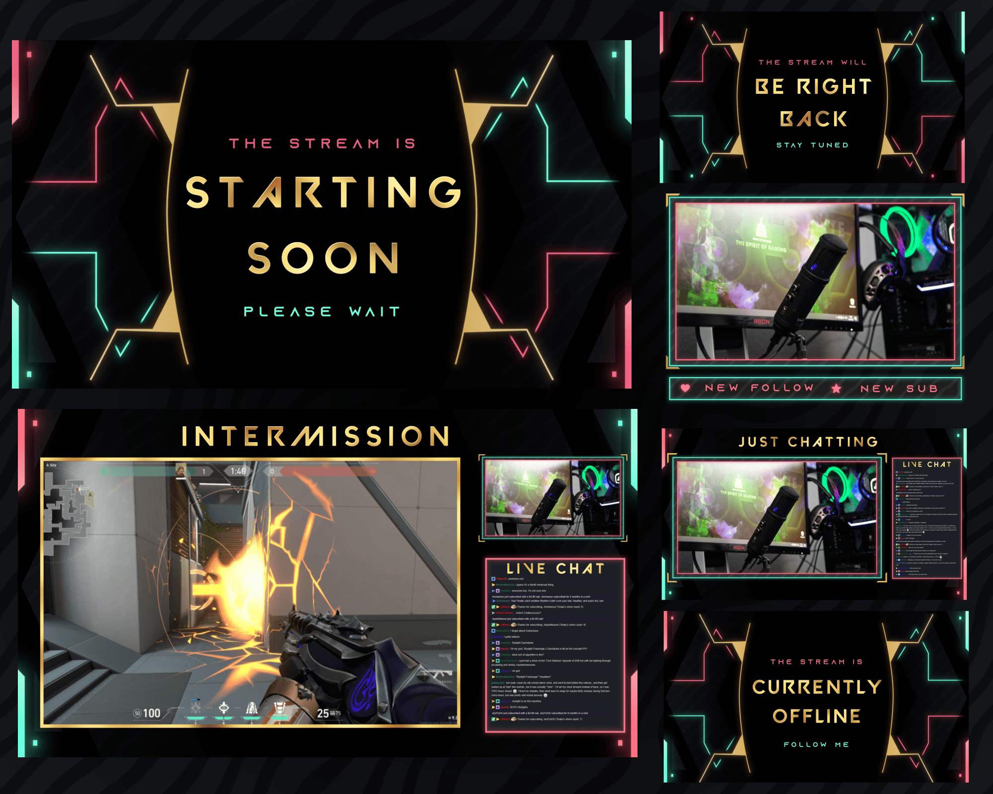 Gold & Black Valorant Overlay for Twitch – Sleek, Pro-Grade Streaming Template