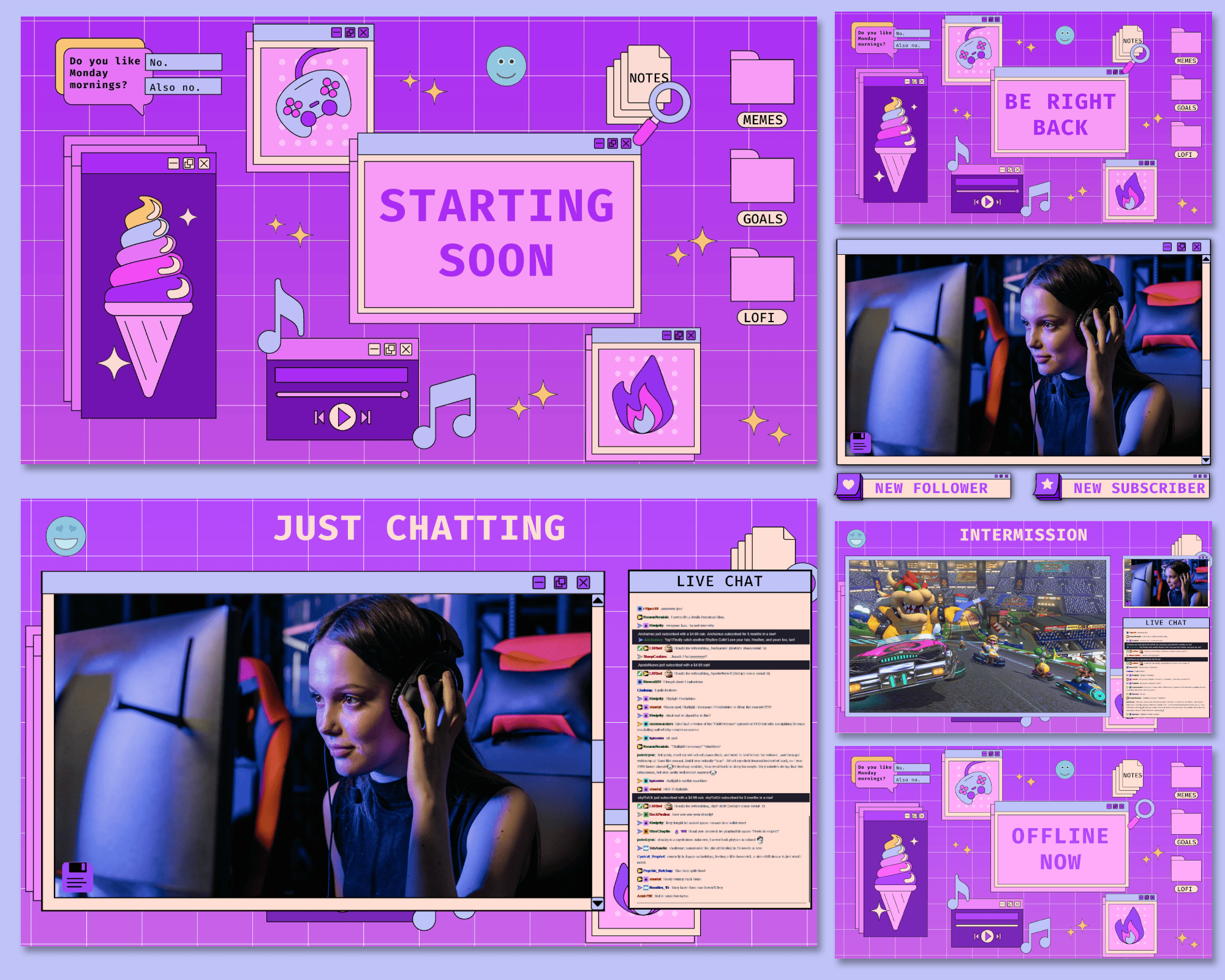 Retro Computer Pink Theme Stream Overlay – Vintage Aesthetic for Twitch & OBS