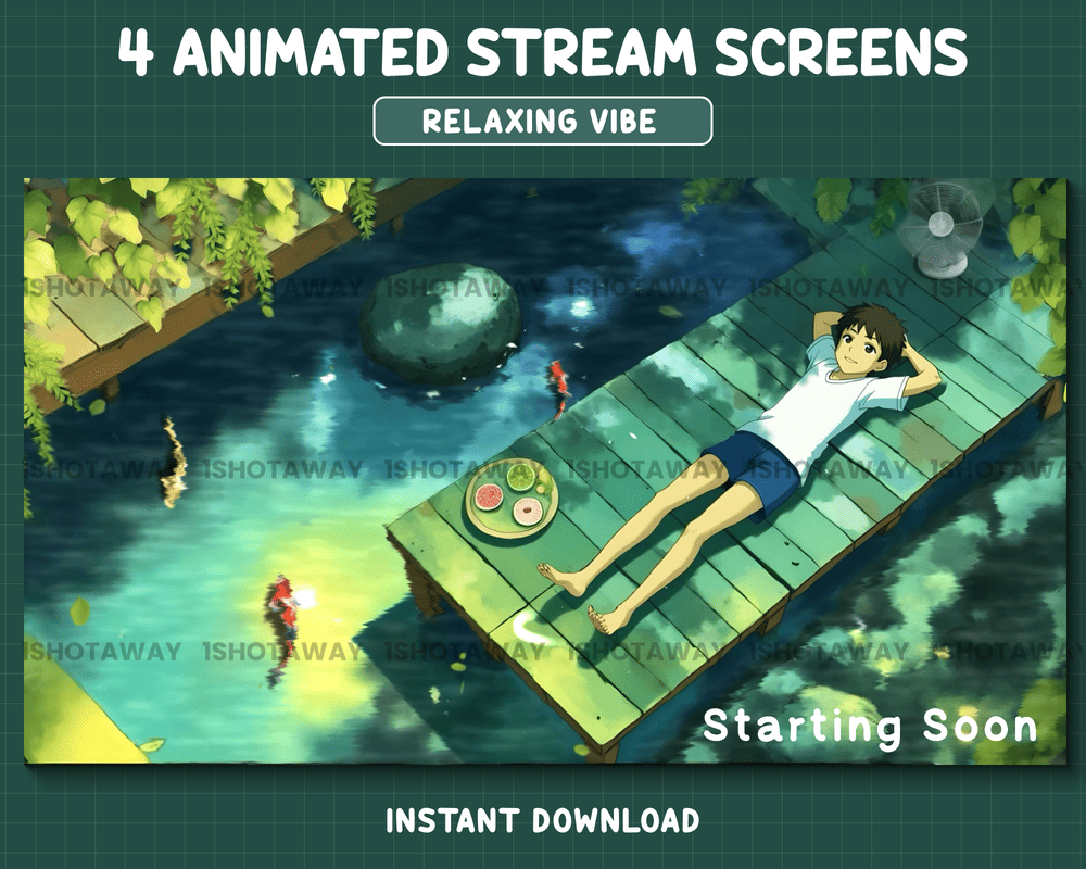 Swimming Pool Boy Lofi Stream Overlay – Chill & Refreshing Aesthetic for Streamers
