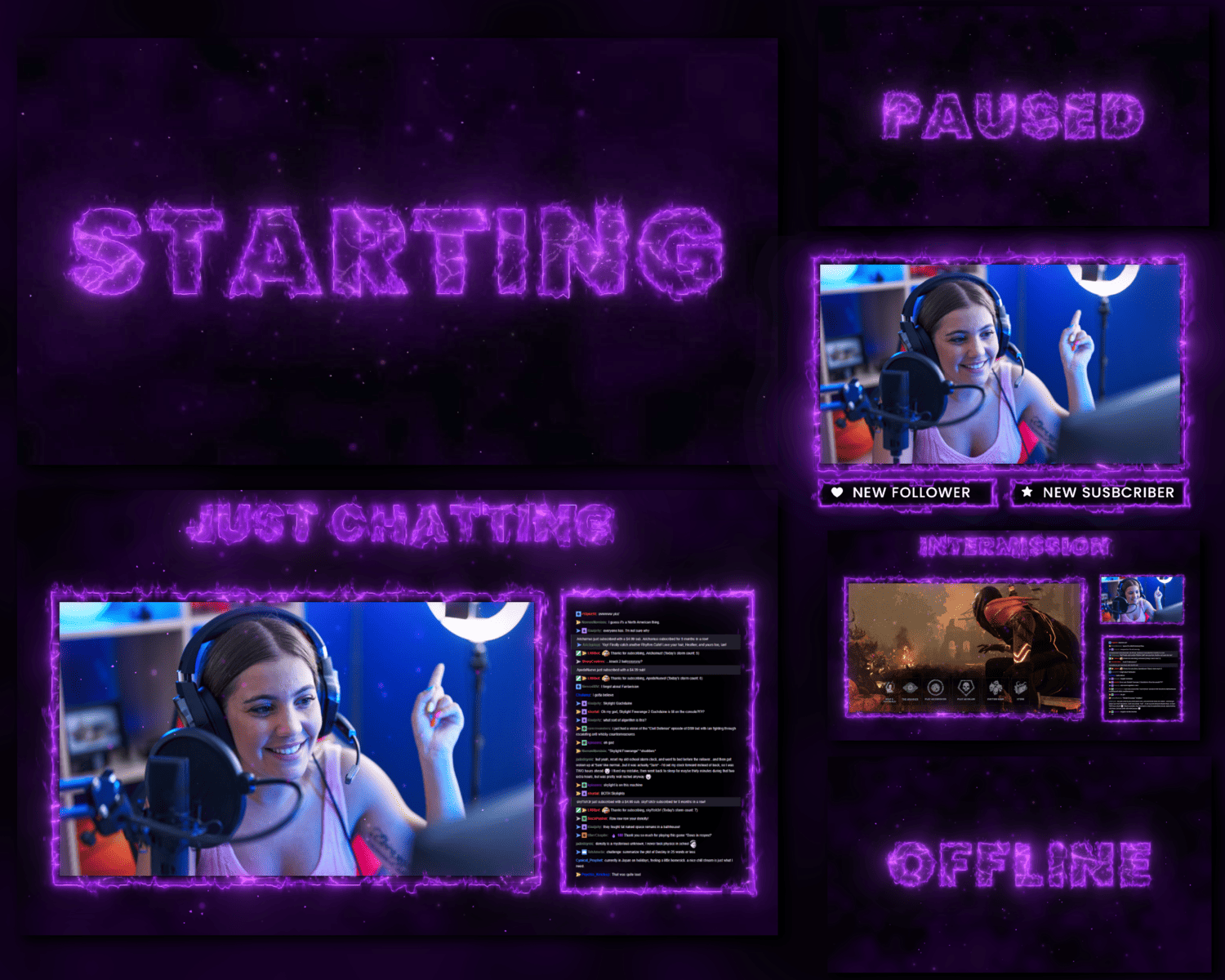 Purple Fire Stream Overlay for Twitch | Animated Gaming Overlays