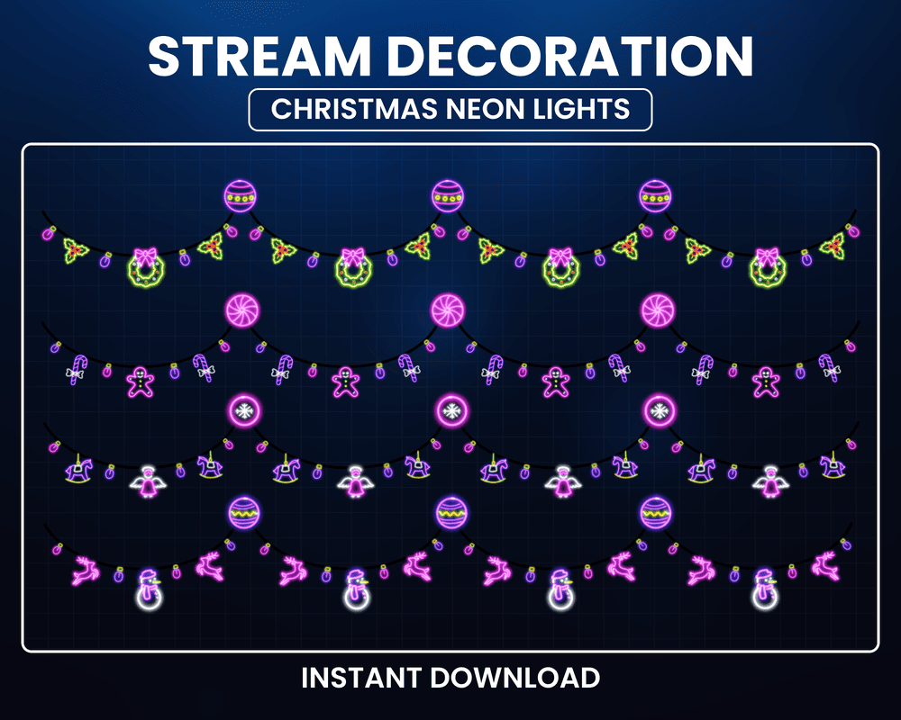 Animated Neon Pink Christmas Stream Overlay for Streamlabs & OBS