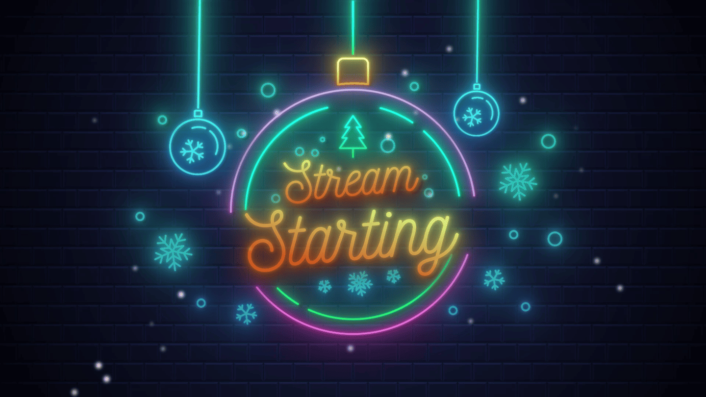 Festive Neon Stream Overlay in Blue and Orange – Christmas Setup for Streamers