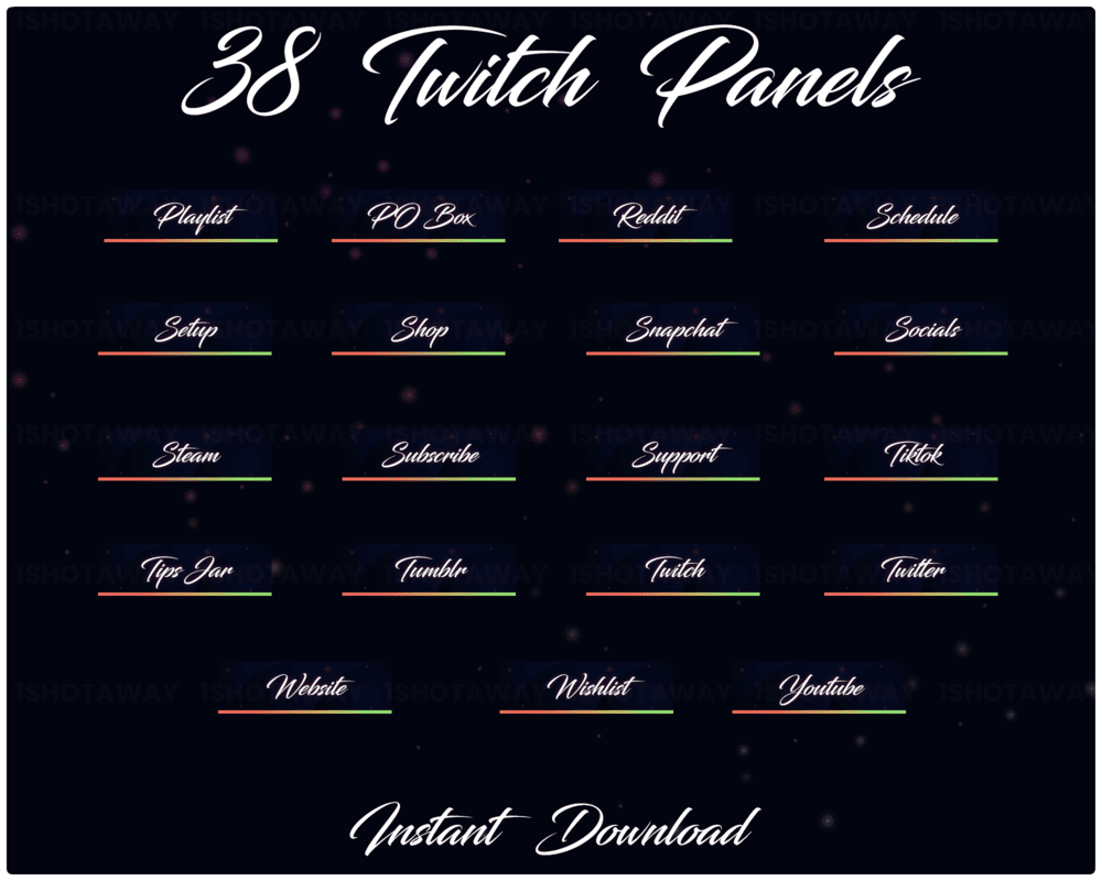 Neon Orange Green Stream Panels - Stream Alerts, Animated Panels & Kick Stream Panels