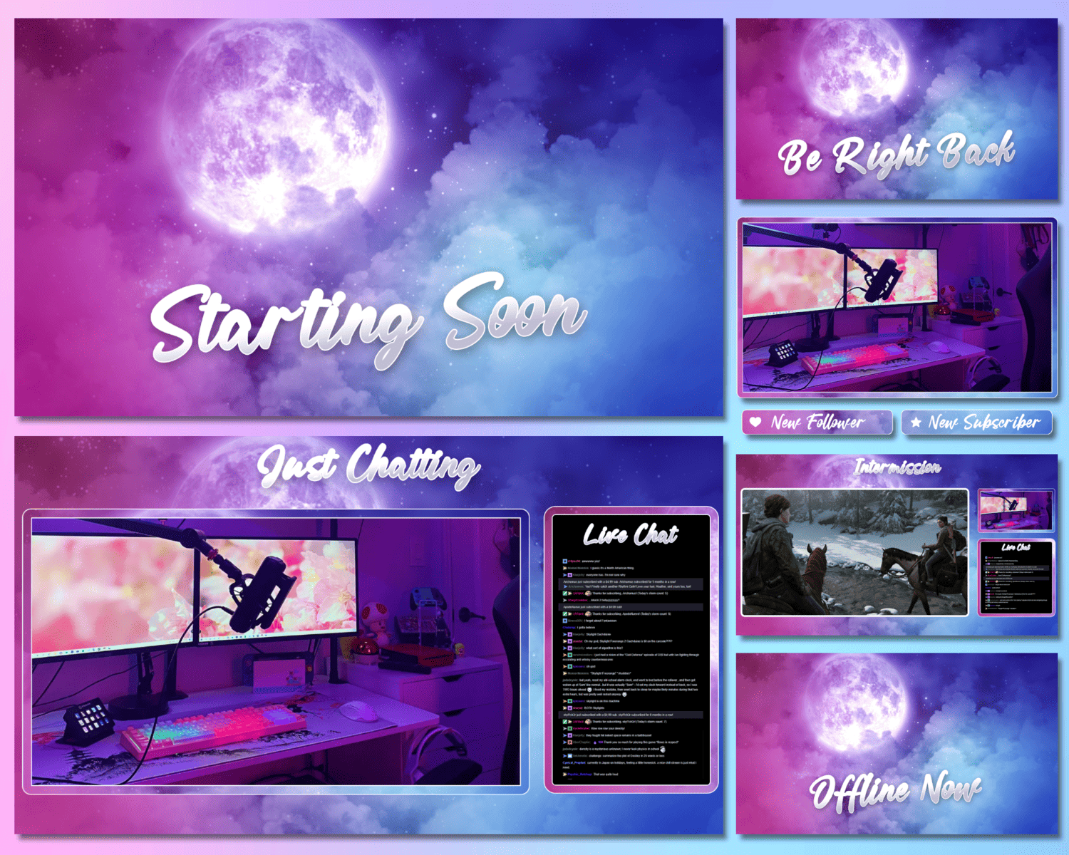 Sky Pink and Blue Stream Overlay – Dreamy, Modern Visuals for Twitch & OBS