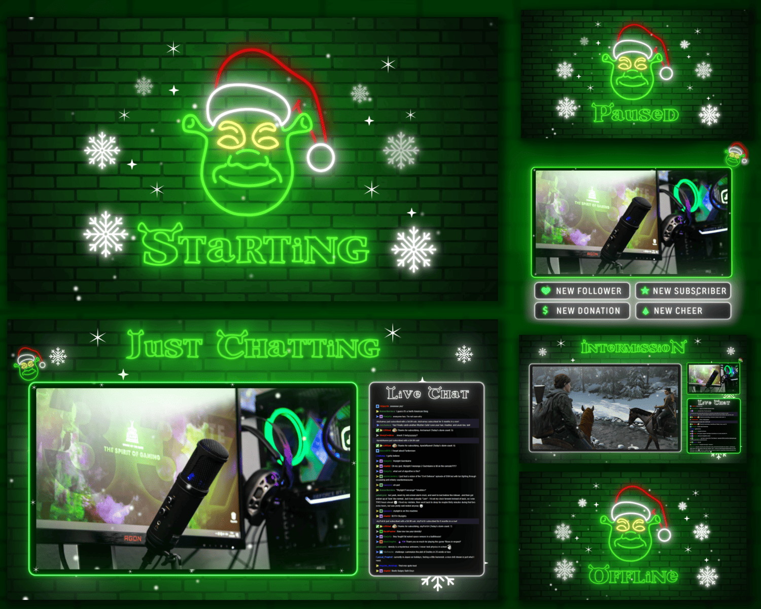 Shrek Neon Stream Overlay – Bold, Fun, Animated Design for Twitch & OBS