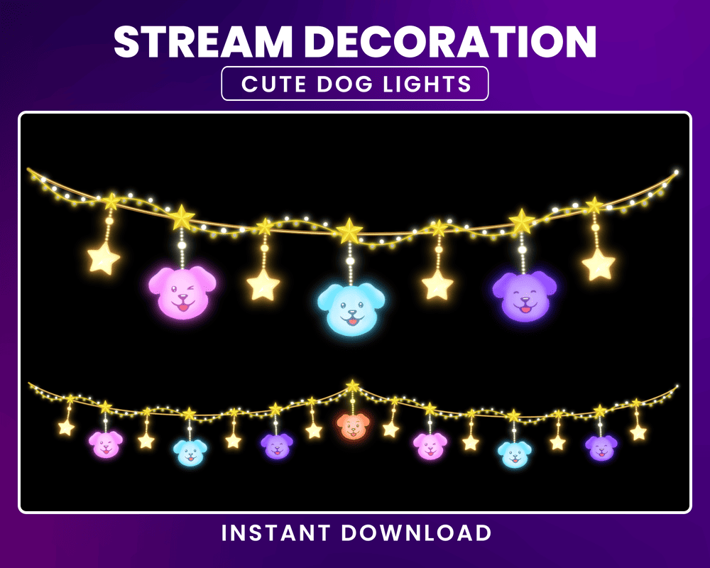 Dog String Lights Stream Overlay – Animated Twitch & OBS Overlay