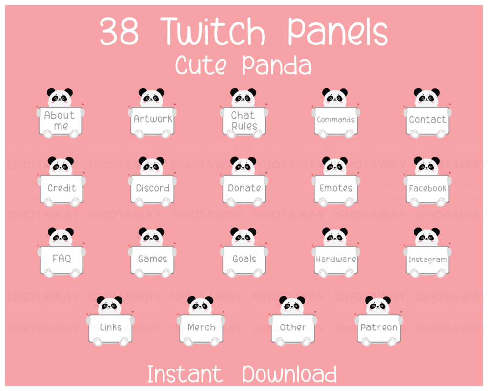 Black Panda Twitch Stream Panels – Unique Streamlabs, Kick & Anime Styles